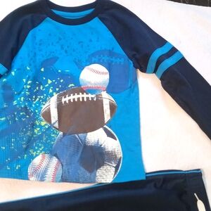 Kidtopia Boys 2 PC Navy/Light Blue Cotton Blend Athletic Shirt/Pants 3T